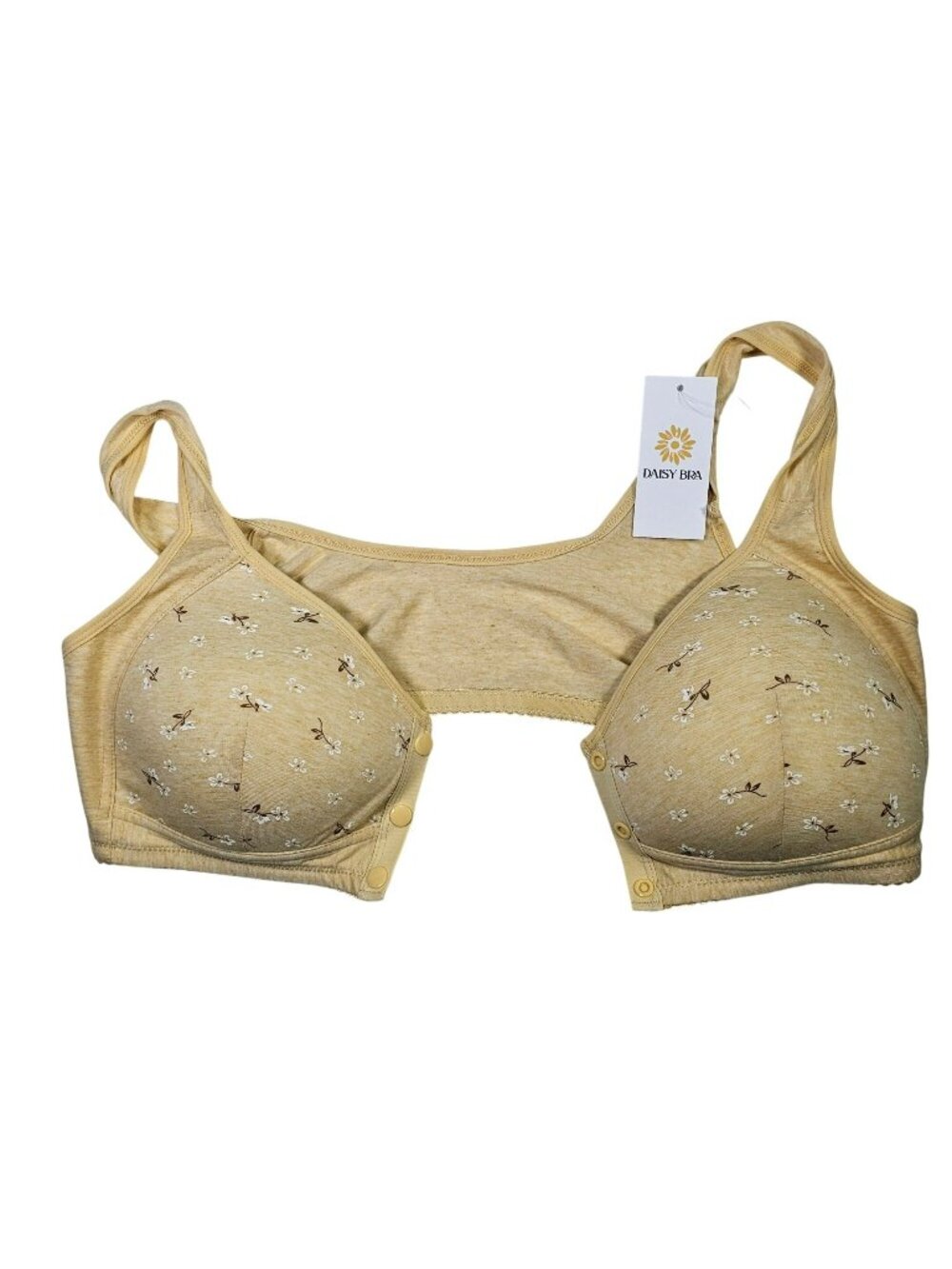 Daisy Bra NWT Yellow Floral Printed Front Closure Bra Women's Size 2XL